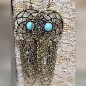 3/$21 Gold & Turquoise colored earrings